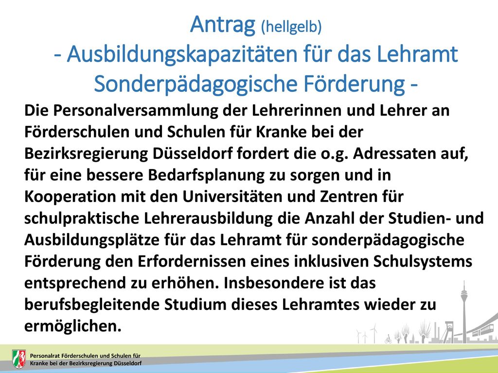 Antrag (hellgelb) - Ausbildungskapazitäten für das Lehramt Sonderpädagogische Förderung -
