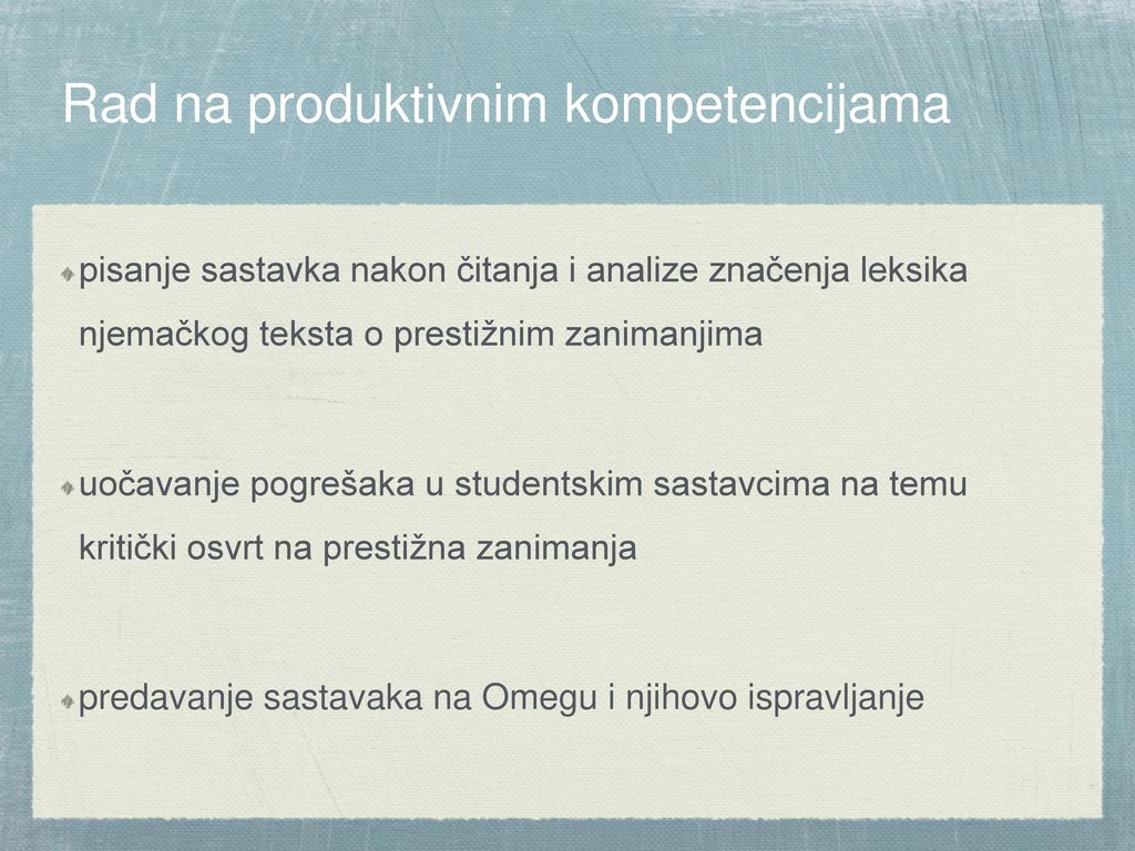Rad na produktivnim kompetencijama