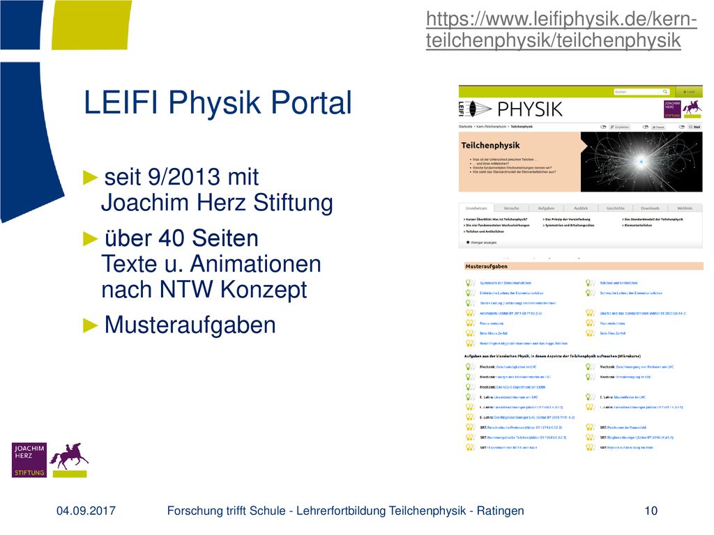 Forschung trifft Schule - Lehrerfortbildung Teilchenphysik - Ratingen