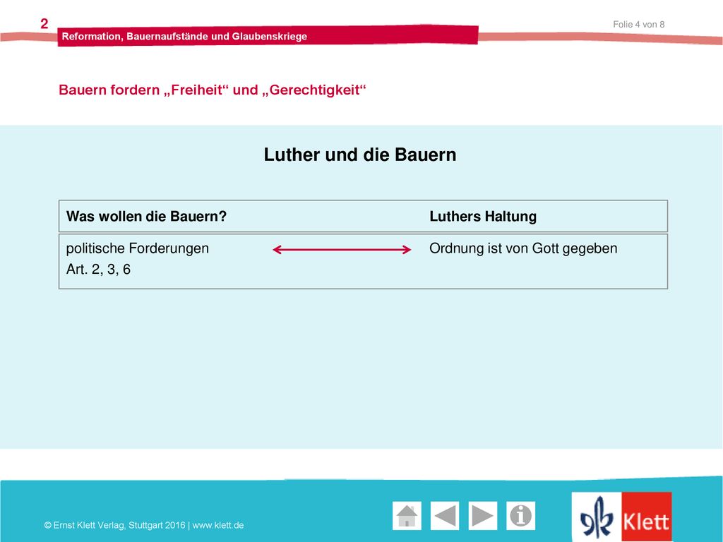 Luther und die Bauern Bauern fordern „Freiheit und „Gerechtigkeit