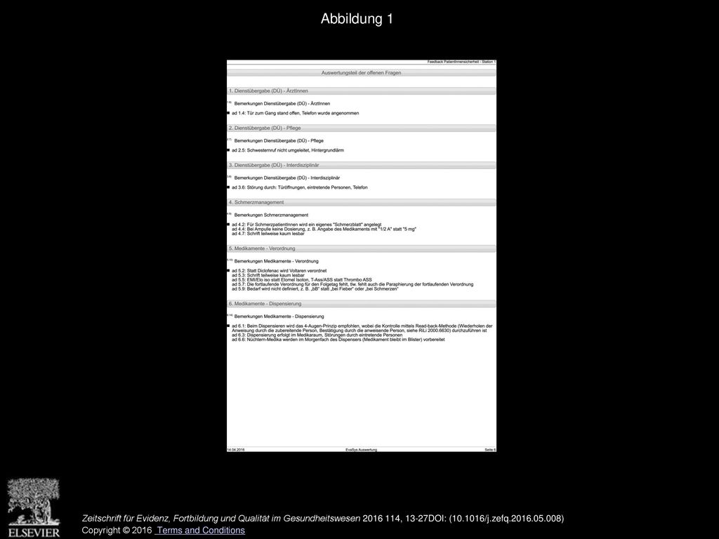 Abbildung 1 Feedback Patientensicherheit – Demoauswertung für den Bereich „Station/Intensivstation