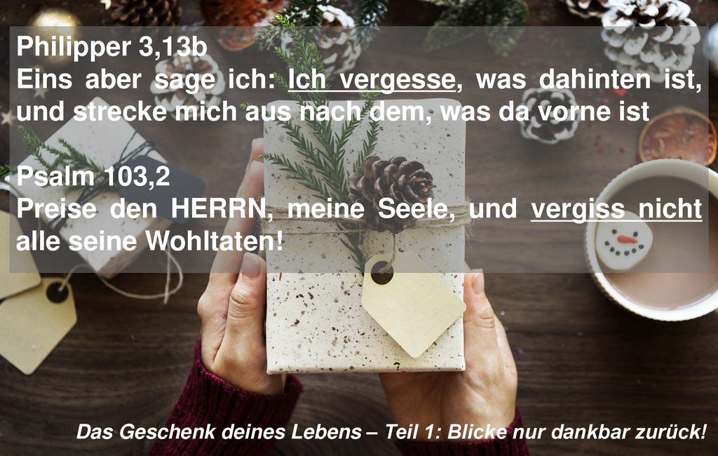 Preise den HERRN, meine Seele, und vergiss nicht alle seine Wohltaten!