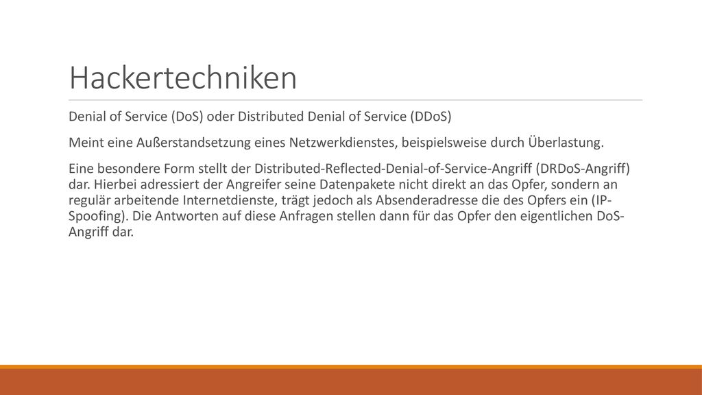 Hackertechniken Denial of Service (DoS) oder Distributed Denial of Service (DDoS)