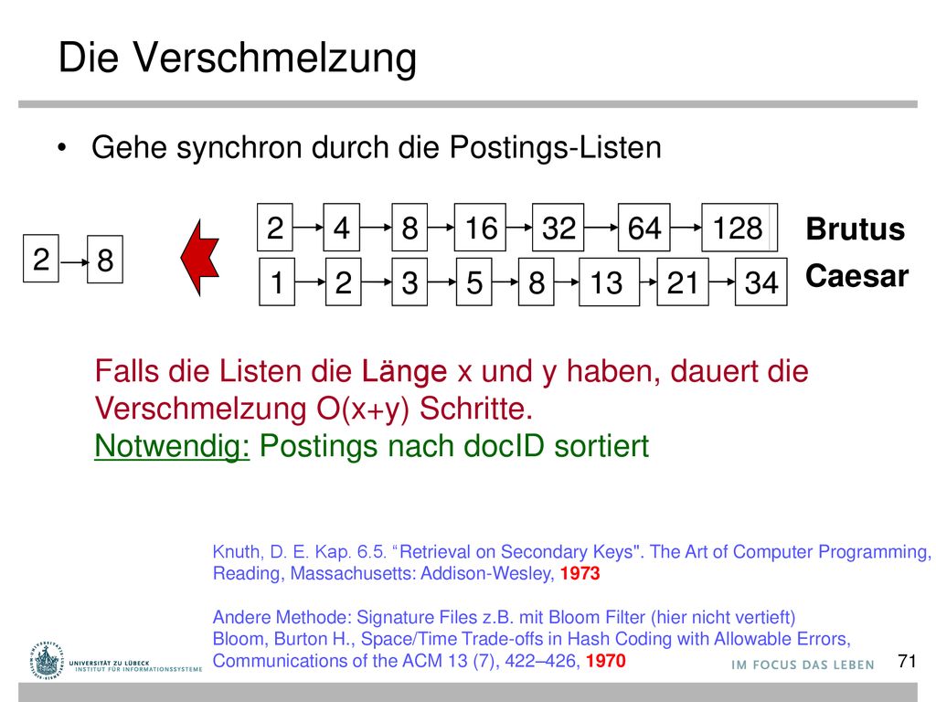 Die Verschmelzung Gehe synchron durch die Postings-Listen