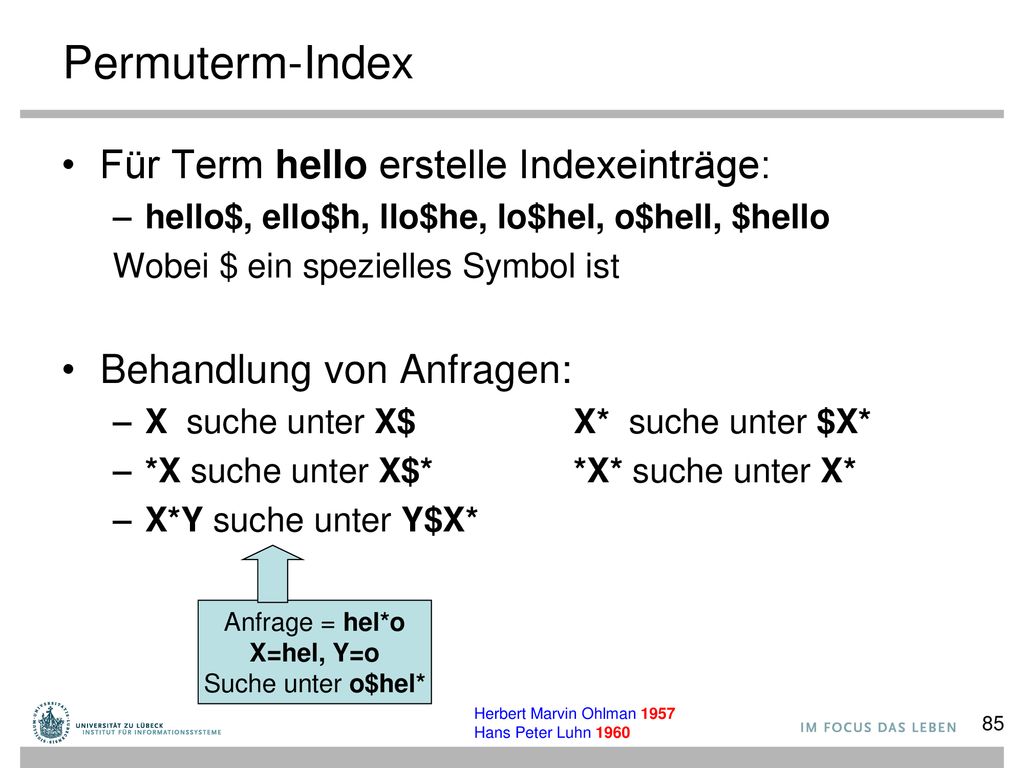 Permuterm-Index Für Term hello erstelle Indexeinträge: