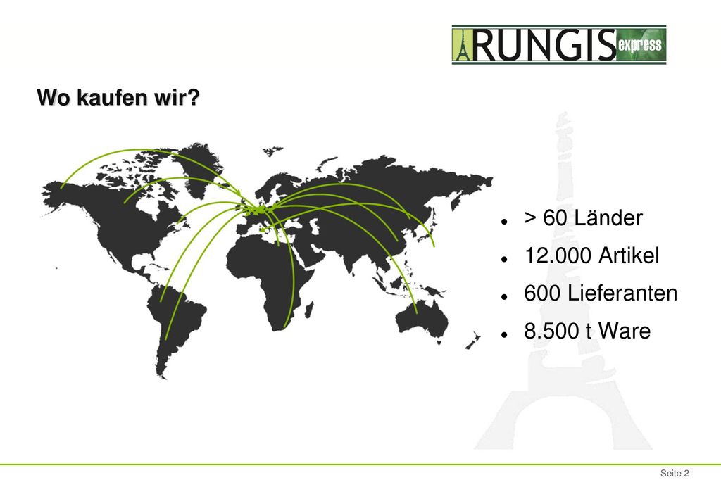 Wo kaufen wir > 60 Länder Artikel 600 Lieferanten t Ware