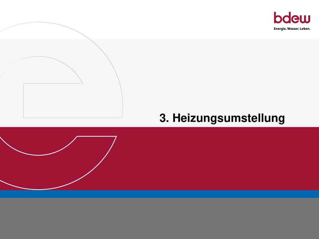 © 2015 BDEW 3. Heizungsumstellung. Das dritte Kapitel zeigt Trends in der Heizungsumstellung und einige Umstellbewegungen auf.