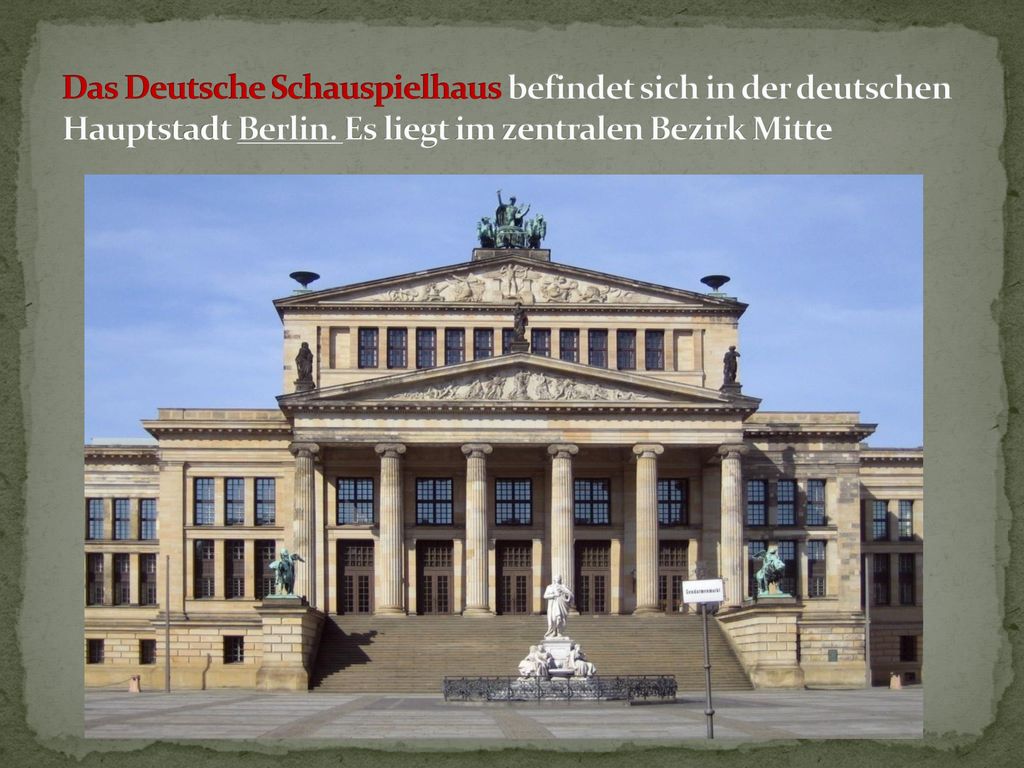 Das Deutsche Schauspielhaus befindet sich in der deutschen Hauptstadt Berlin.
