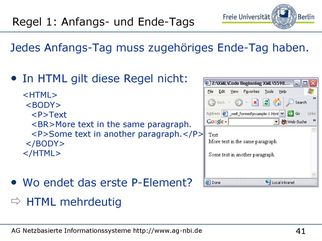 Regel 1: Anfangs- und Ende-Tags