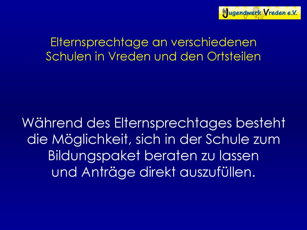 Elternsprechtage an verschiedenen Schulen in Vreden und den Ortsteilen