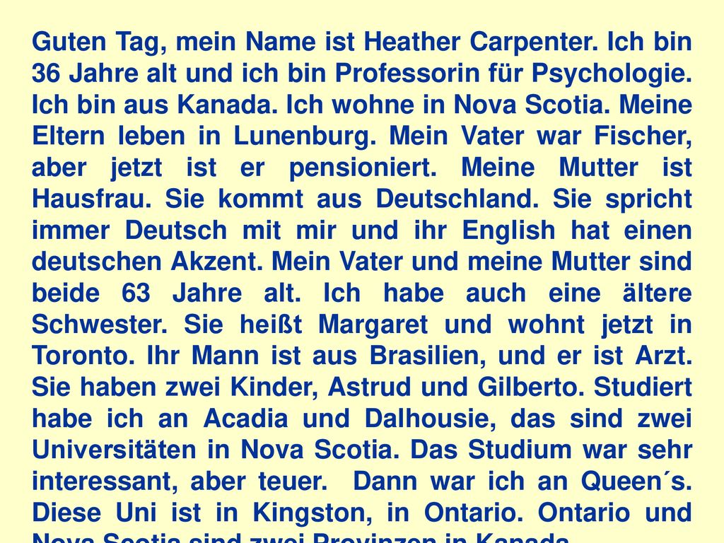 Guten Tag, mein Name ist Heather Carpenter
