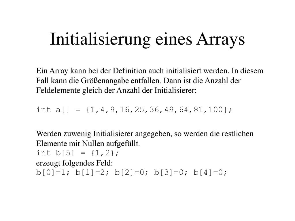 Arrays (Eigenschaften) ppt herunterladen