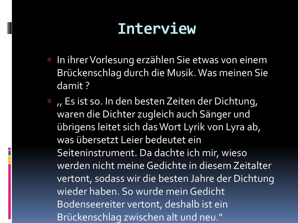 Interview In ihrer Vorlesung erzählen Sie etwas von einem Brückenschlag durch die Musik. Was meinen Sie damit