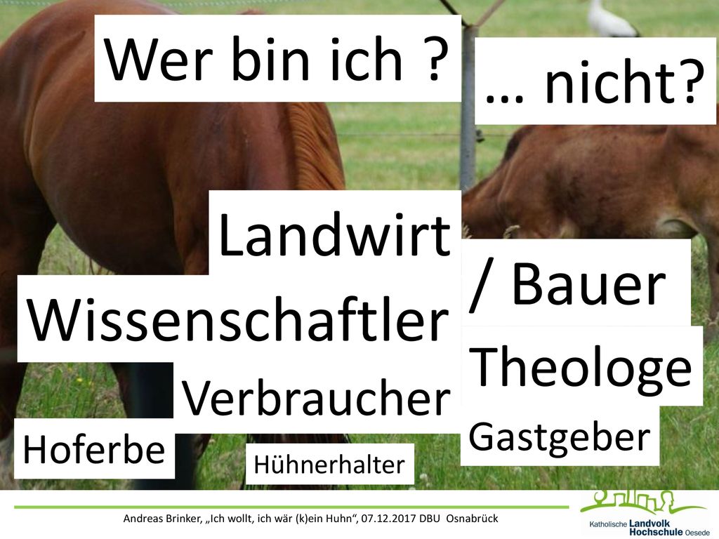 Wer bin ich … nicht Landwirt / Bauer Wissenschaftler Theologe
