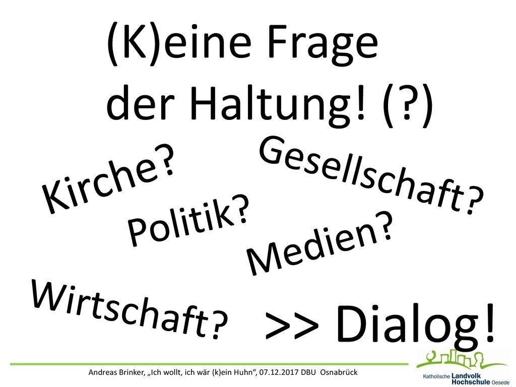 >> Dialog! (K)eine Frage der Haltung! ( ) Kirche Gesellschaft