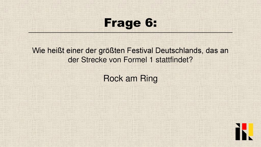 Frage 6: Wie heißt einer der größten Festival Deutschlands, das an der Strecke von Formel 1 stattfindet