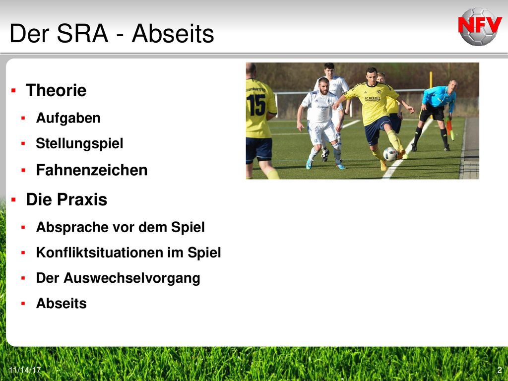 Der SRA - Abseits Theorie Die Praxis Fahnenzeichen Aufgaben