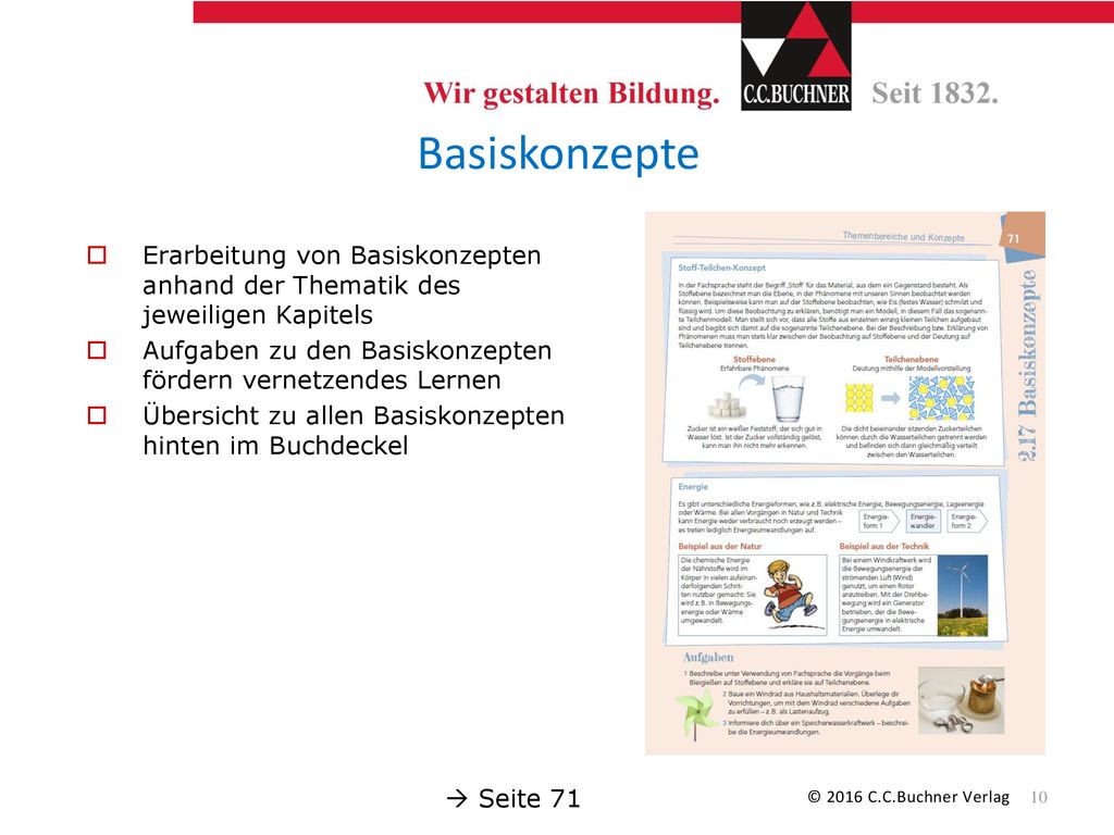 Basiskonzepte Erarbeitung von Basiskonzepten anhand der Thematik des jeweiligen Kapitels. Aufgaben zu den Basiskonzepten fördern vernetzendes Lernen.