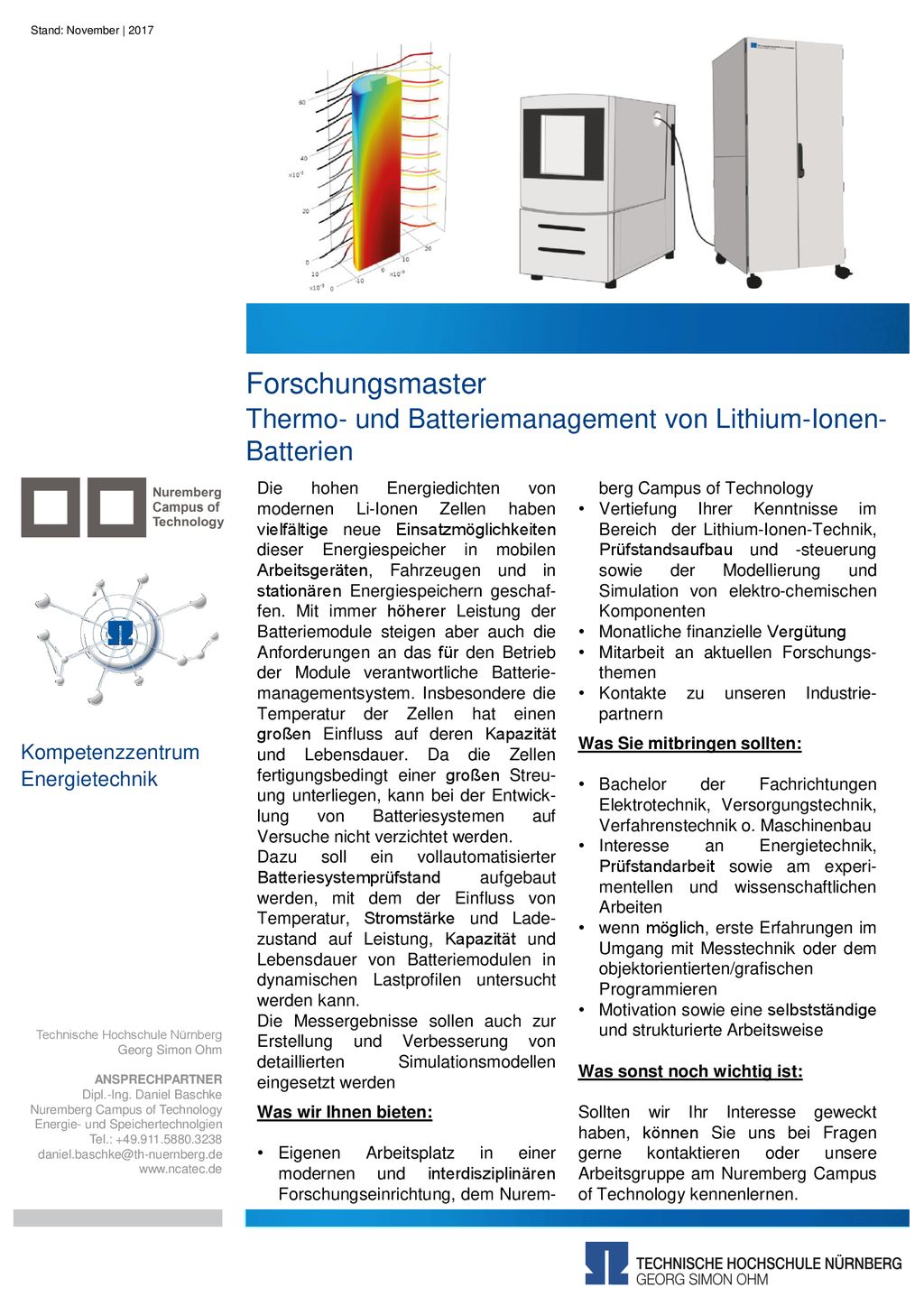 Stand: November | 2017 Forschungsmaster. Thermo- und Batteriemanagement von Lithium-Ionen-Batterien.