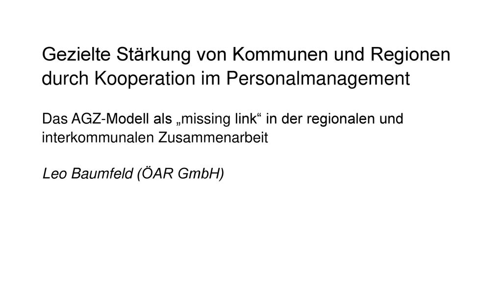 Gezielte Stärkung von Kommunen und Regionen durch Kooperation im Personalmanagement