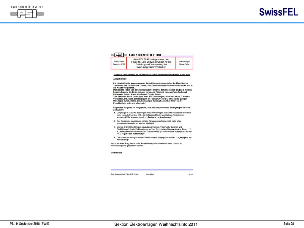 SwissFEL PSI, PSI, 9. September 2018; FW93 9. September 2018 Seite 28