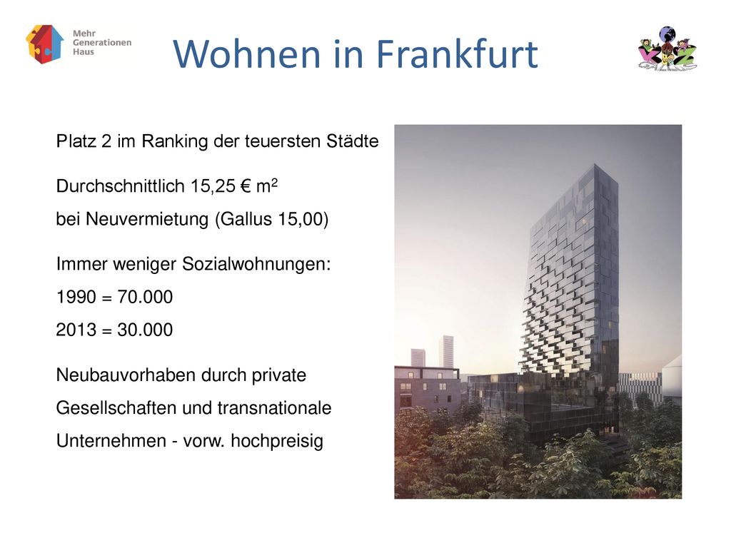 Wohnen in Frankfurt Platz 2 im Ranking der teuersten Städte