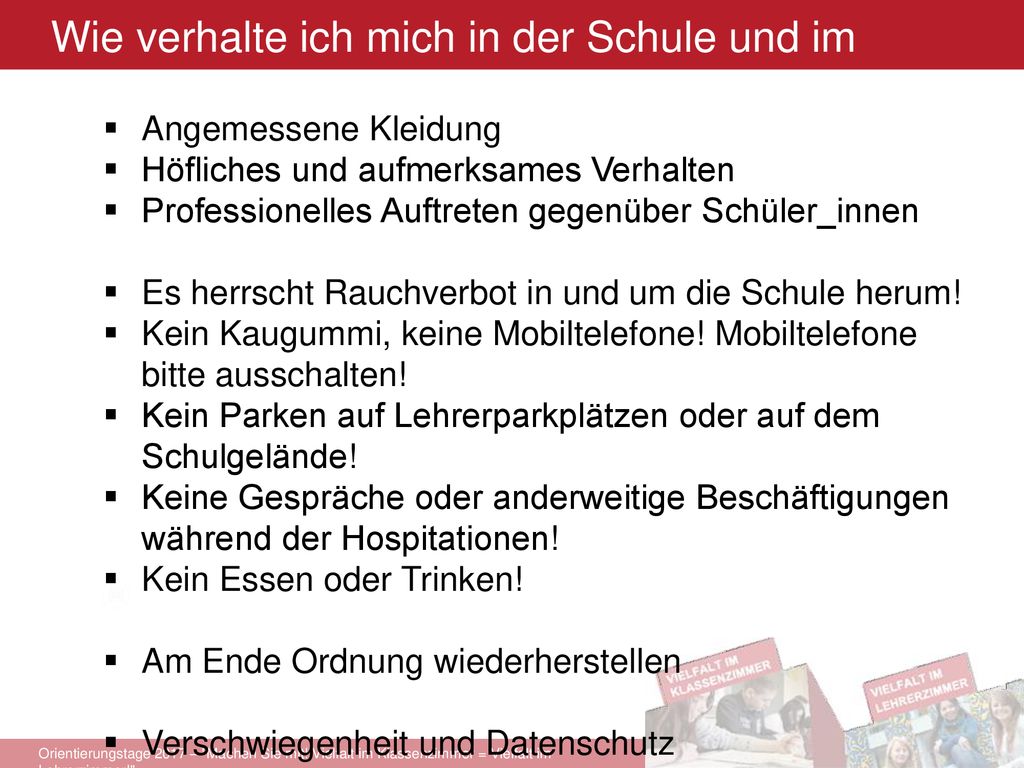Wie verhalte ich mich in der Schule und im Unterricht