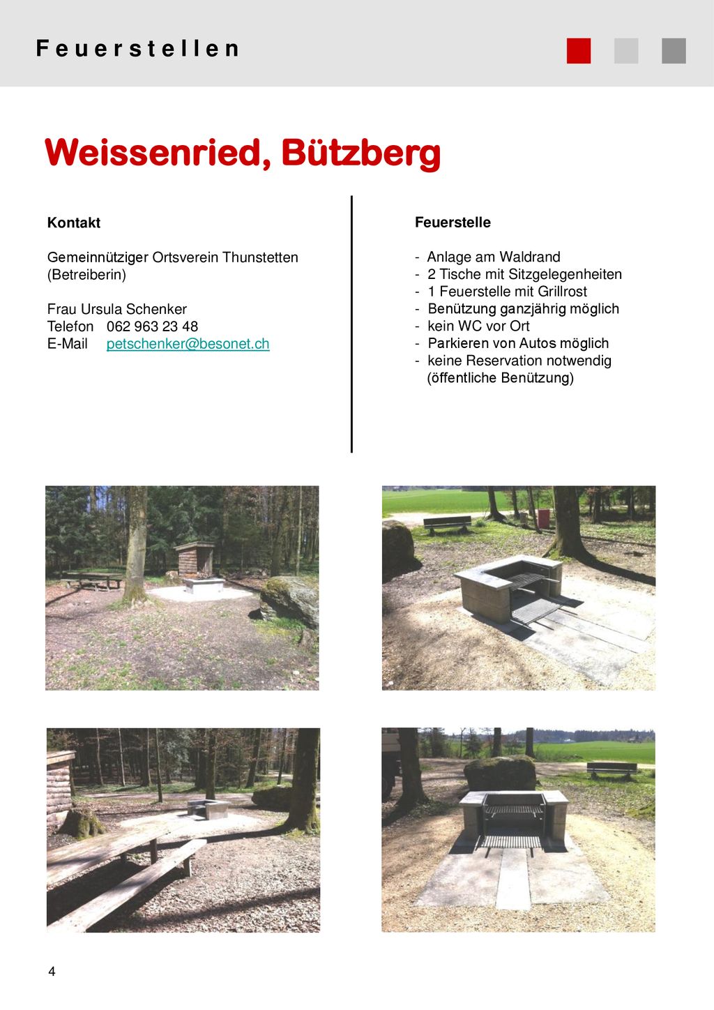 Weissenried, Bützberg F e u e r s t e l l e n