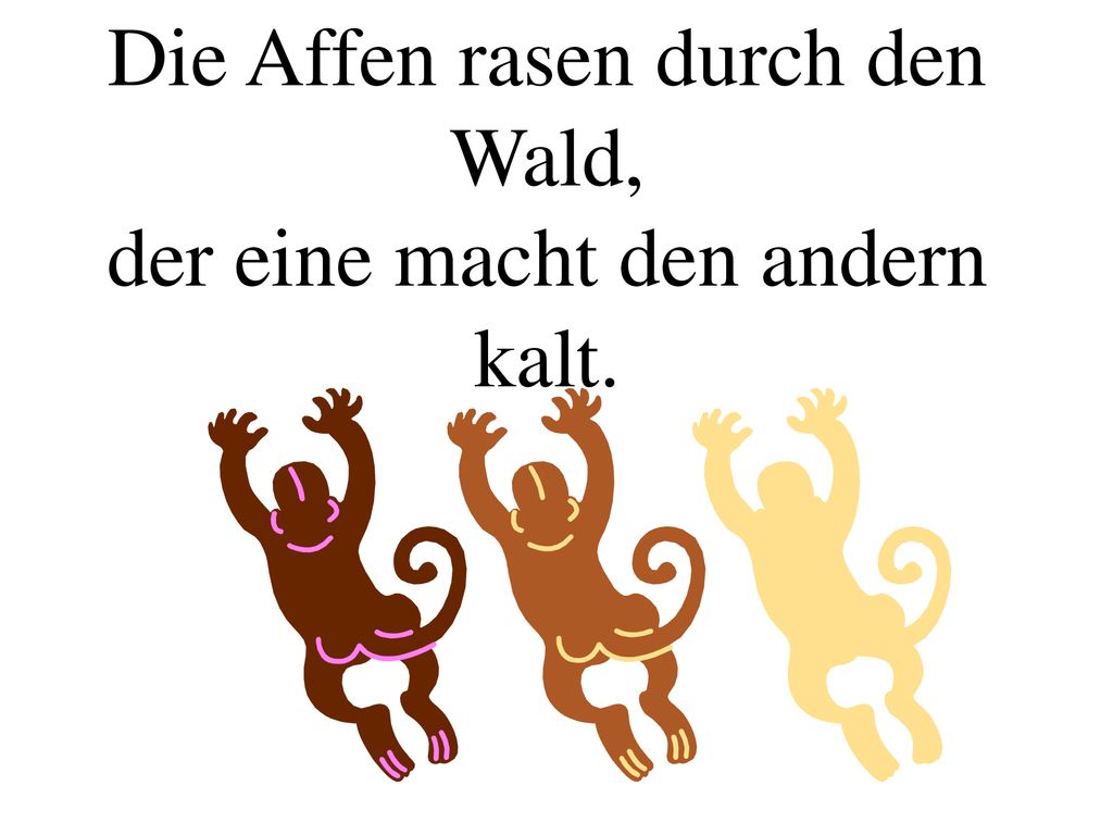 Die Affen rasen durch den Wald, der eine macht den andern kalt.
