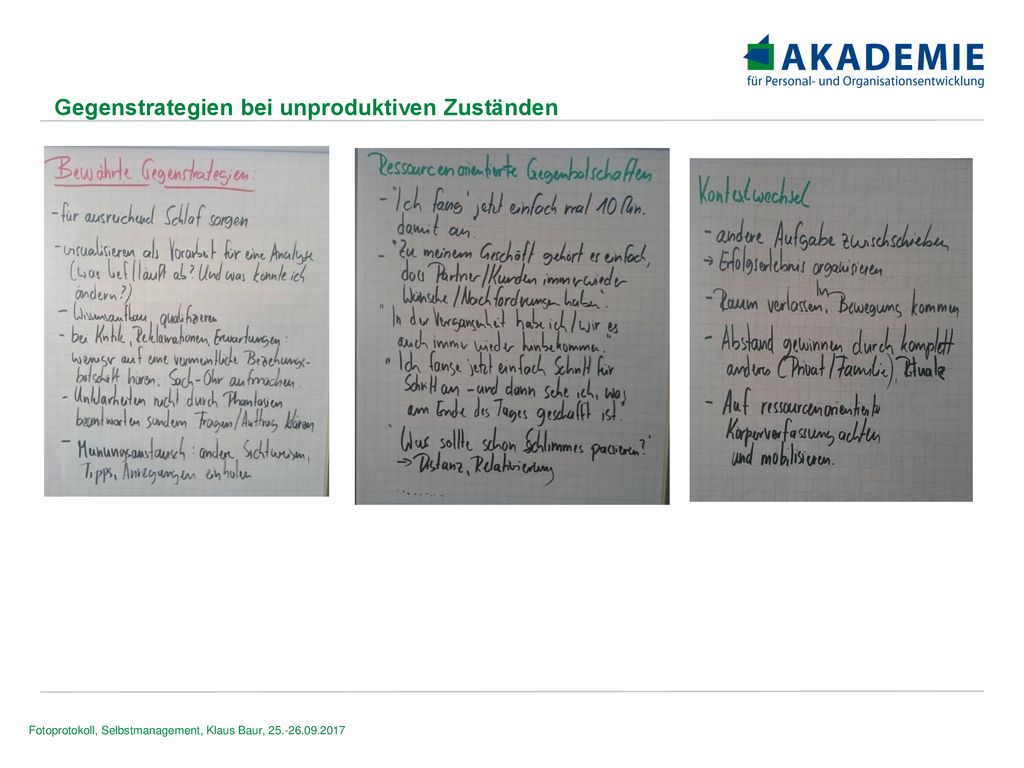 Gegenstrategien bei unproduktiven Zuständen