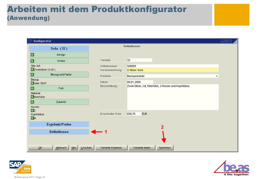 Arbeiten mit dem Produktkonfigurator (Anwendung)