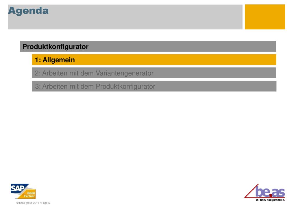 Agenda Produktkonfigurator 1: Allgemein