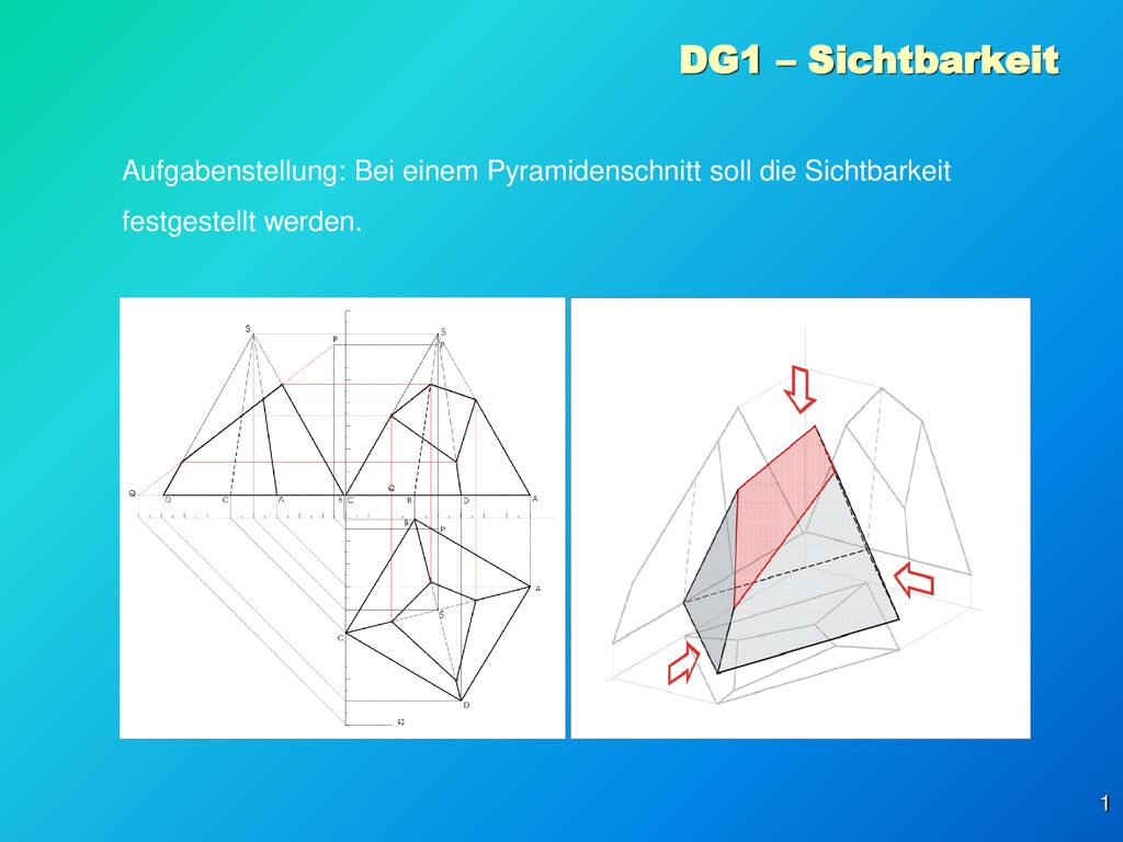 DG1 – Sichtbarkeit Aufgabenstellung: Bei einem Pyramidenschnitt soll die Sichtbarkeit.