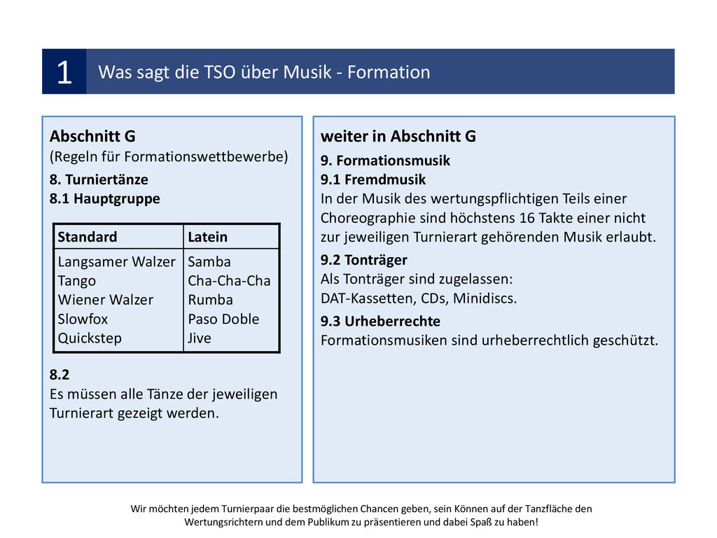 1 Was sagt die TSO über Musik - Formation