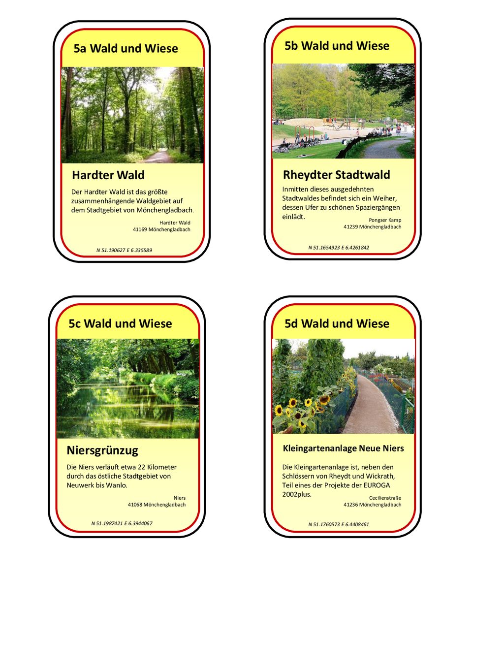 5a Wald und Wiese 5b Wald und Wiese Hardter Wald Rheydter Stadtwald
