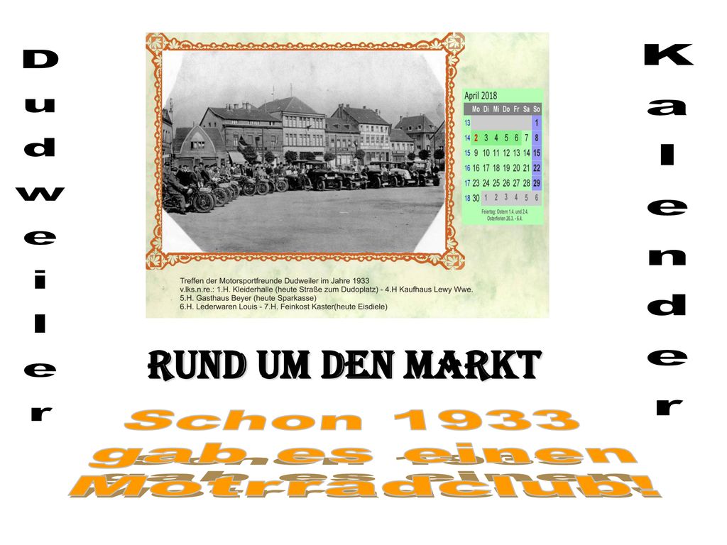 Rund um den Markt Kalender Dudweiler Schon 1933 gab es einen