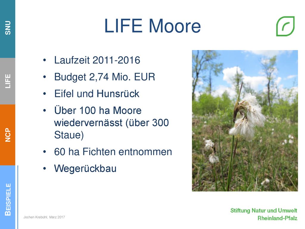 LIFE Moore Laufzeit Budget 2,74 Mio. EUR Eifel und Hunsrück