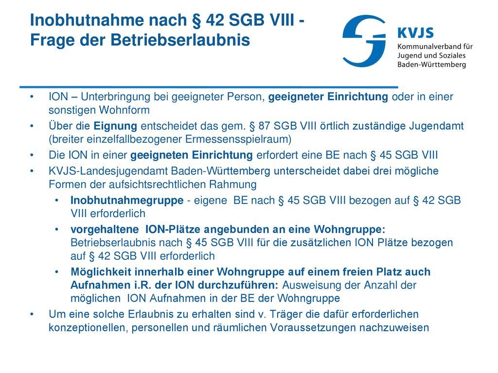 Inobhutnahme nach § 42 SGB VIII - Frage der Betriebserlaubnis