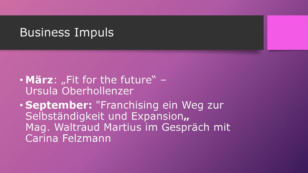 Business Impuls März: „Fit for the future – Ursula Oberhollenzer