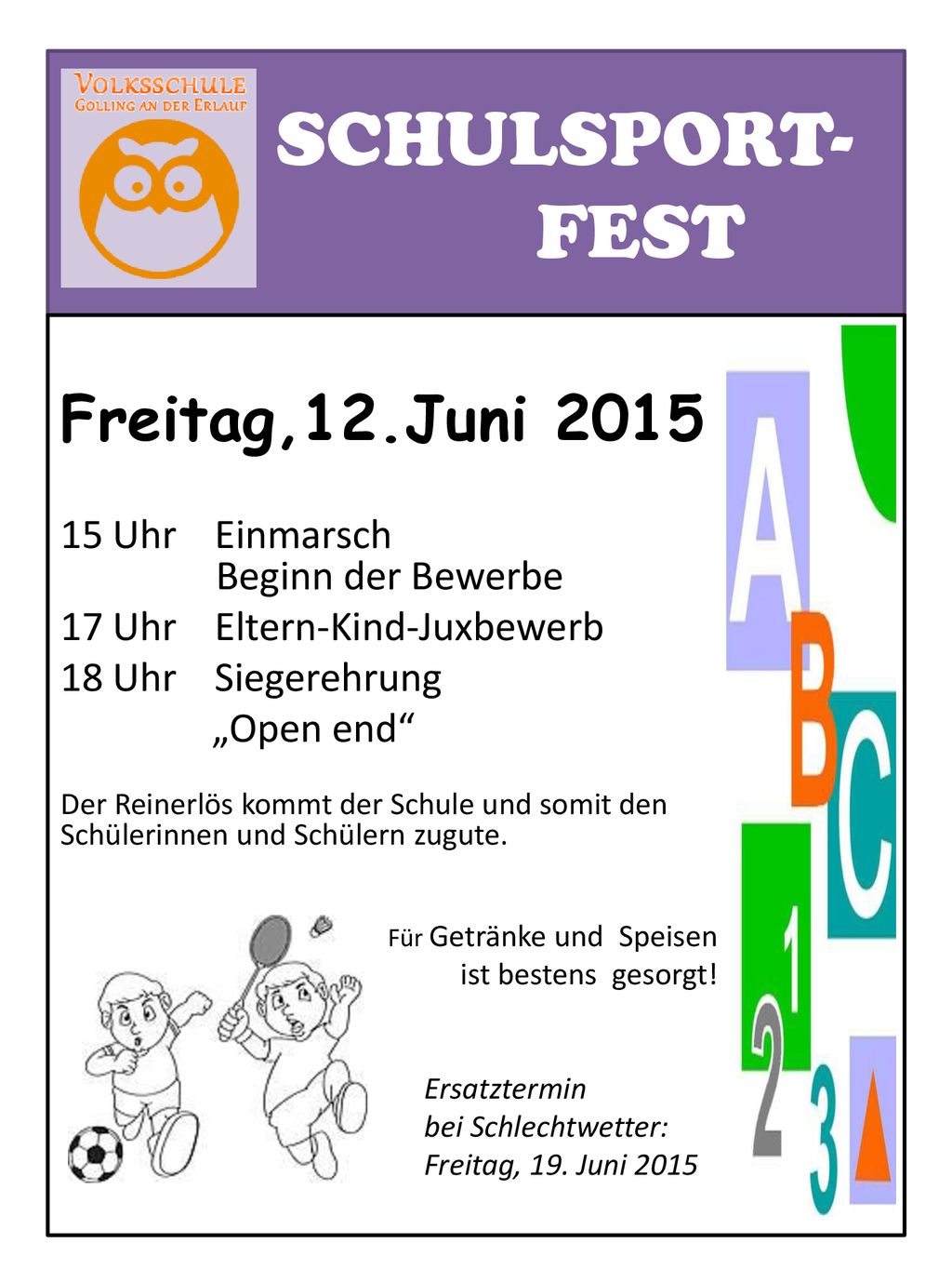 SCHULSPORT- FEST Freitag,12.Juni 2015