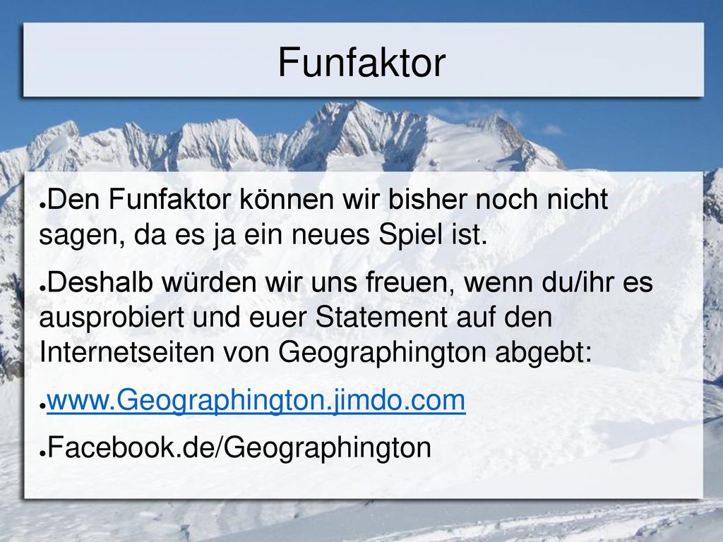 Funfaktor Den Funfaktor können wir bisher noch nicht sagen, da es ja ein neues Spiel ist.