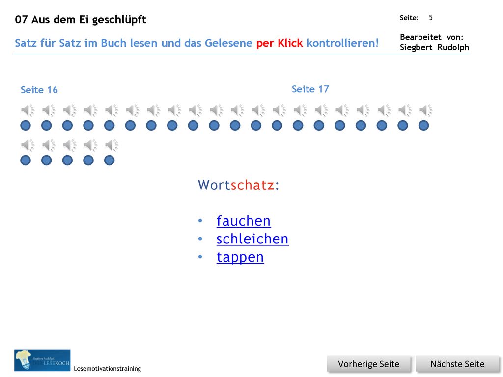 Wortschatz: fauchen schleichen tappen 07 Aus dem Ei geschlüpft