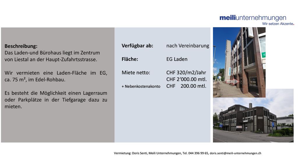 Wir vermieten eine Laden-Fläche im EG, ca. 75 m², im Edel-Rohbau.