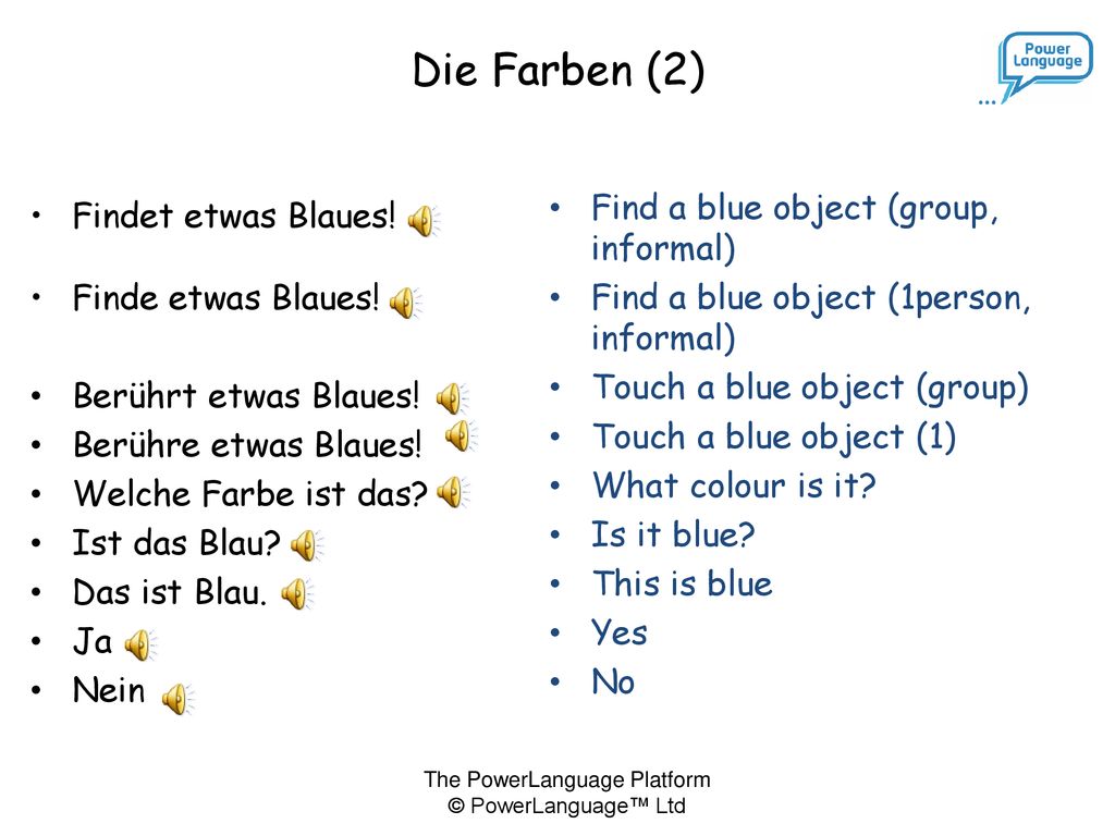 Die Farben (2) Find a blue object (group, informal)