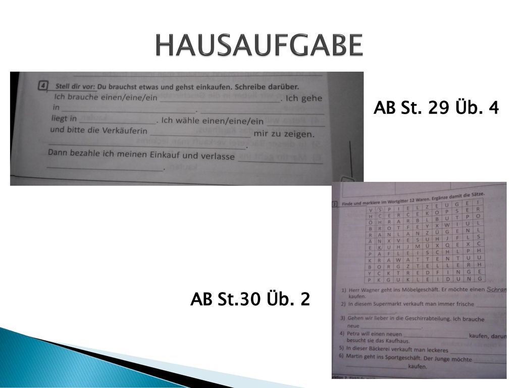 HAUSAUFGABE AB St. 29 Üb. 4 AB St.30 Üb. 2