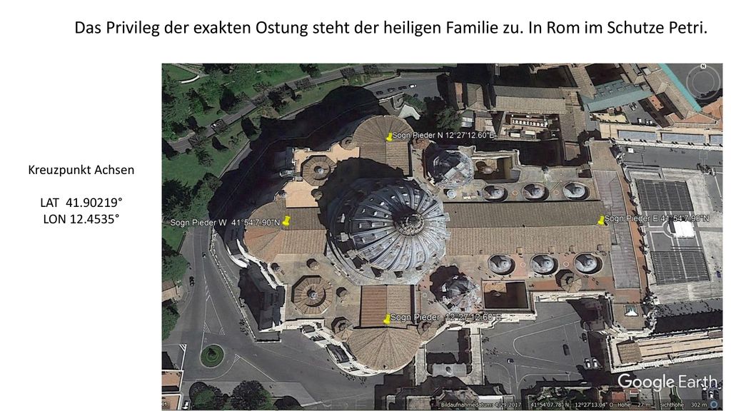 Das Privileg der exakten Ostung steht der heiligen Familie zu