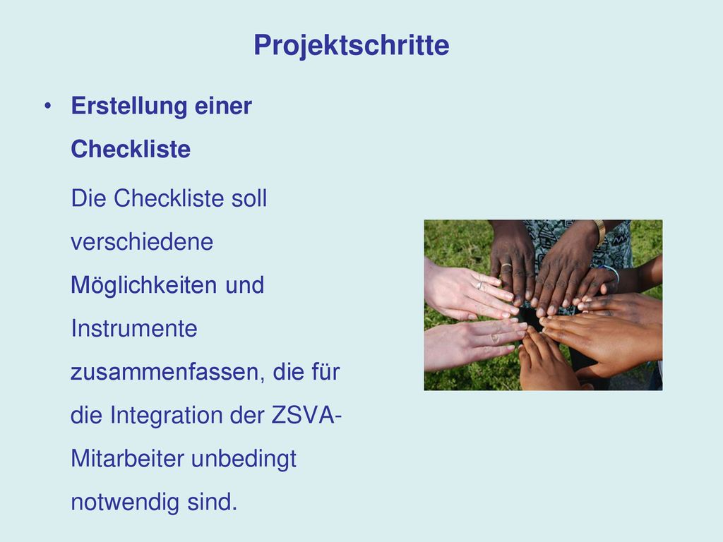 Projektschritte Erstellung einer Checkliste