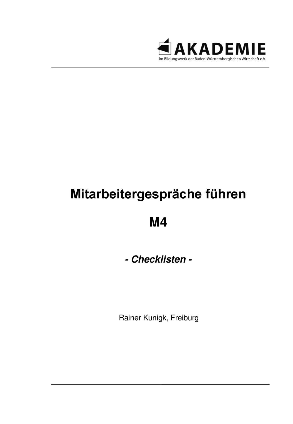 Mitarbeitergespräche führen M4 - Checklisten -