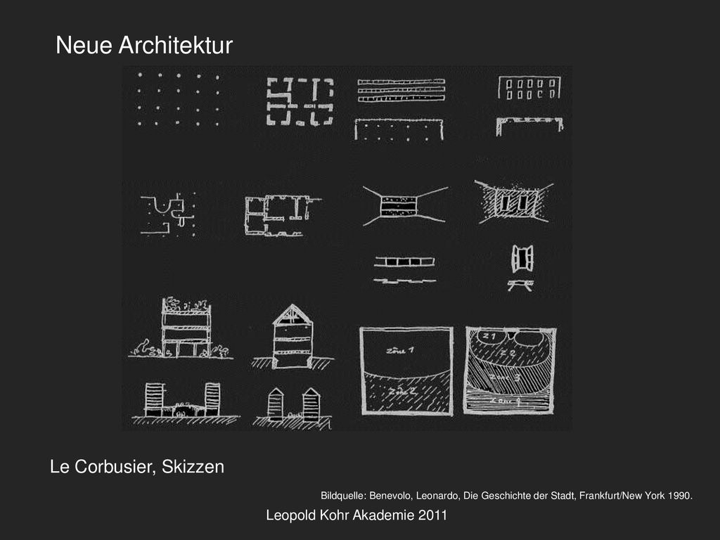 Neue Architektur Le Corbusier, Skizzen Leopold Kohr Akademie