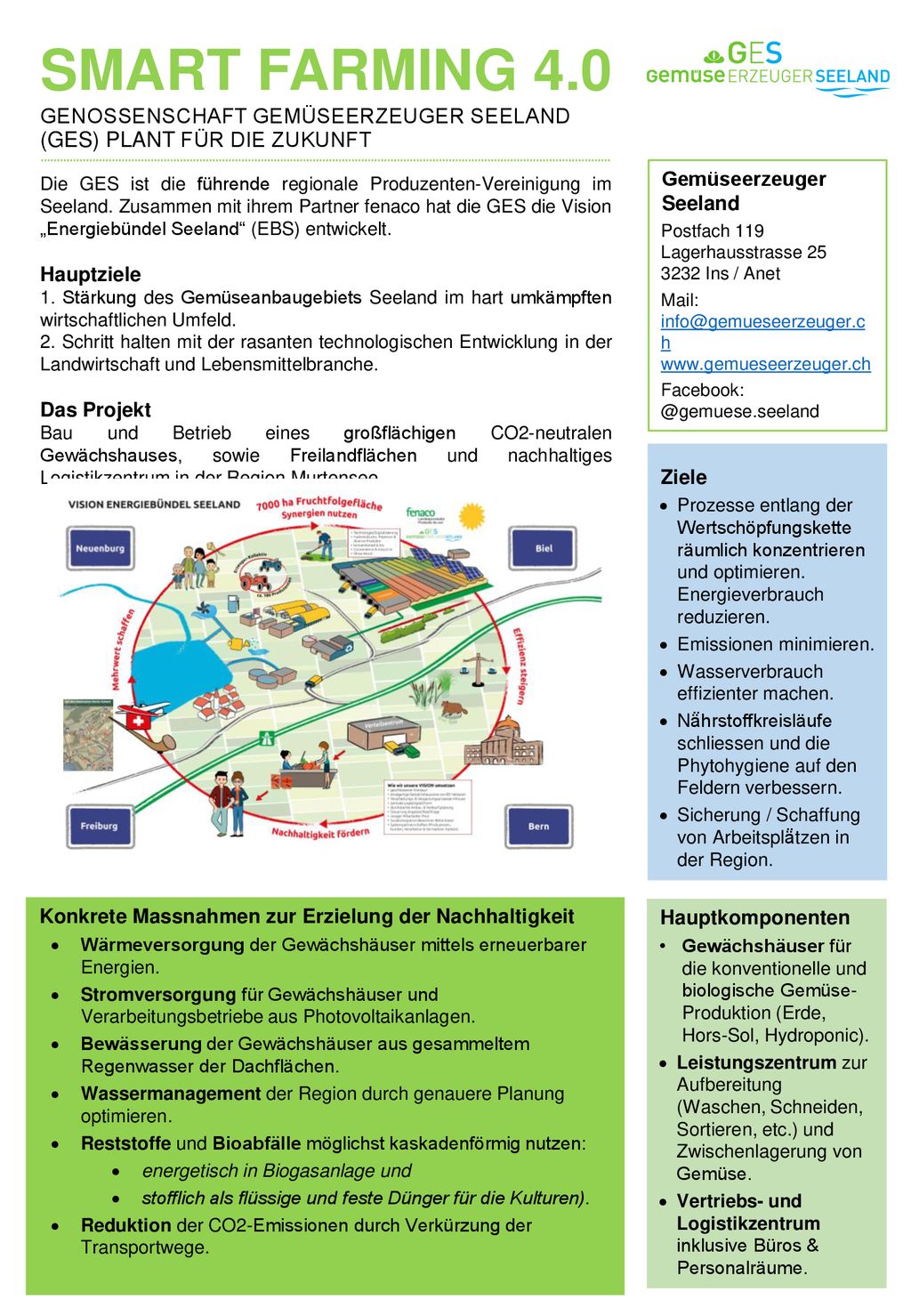 SMART FARMING 4.0 Genossenschaft GEMÜSEERZEUGER SEELAND (GES) PLANt FÜR DIE ZUKUNFT.
